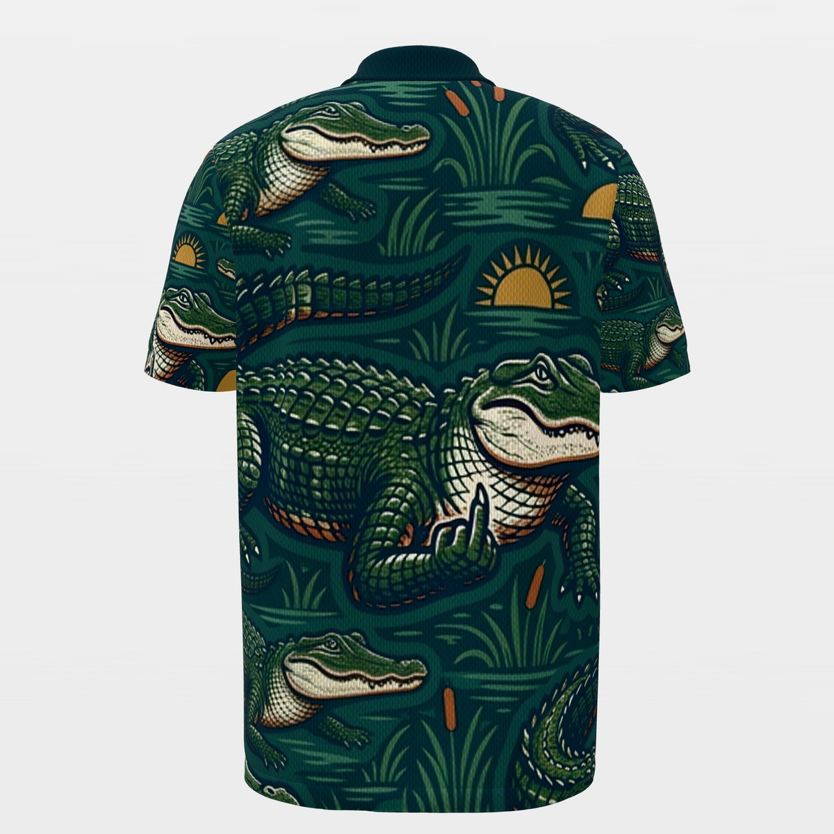 Alligator Swamp Deco Golf Polo Shirt – Back product view