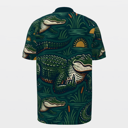 Alligator Swamp Deco Golf Polo Shirt – Back product view