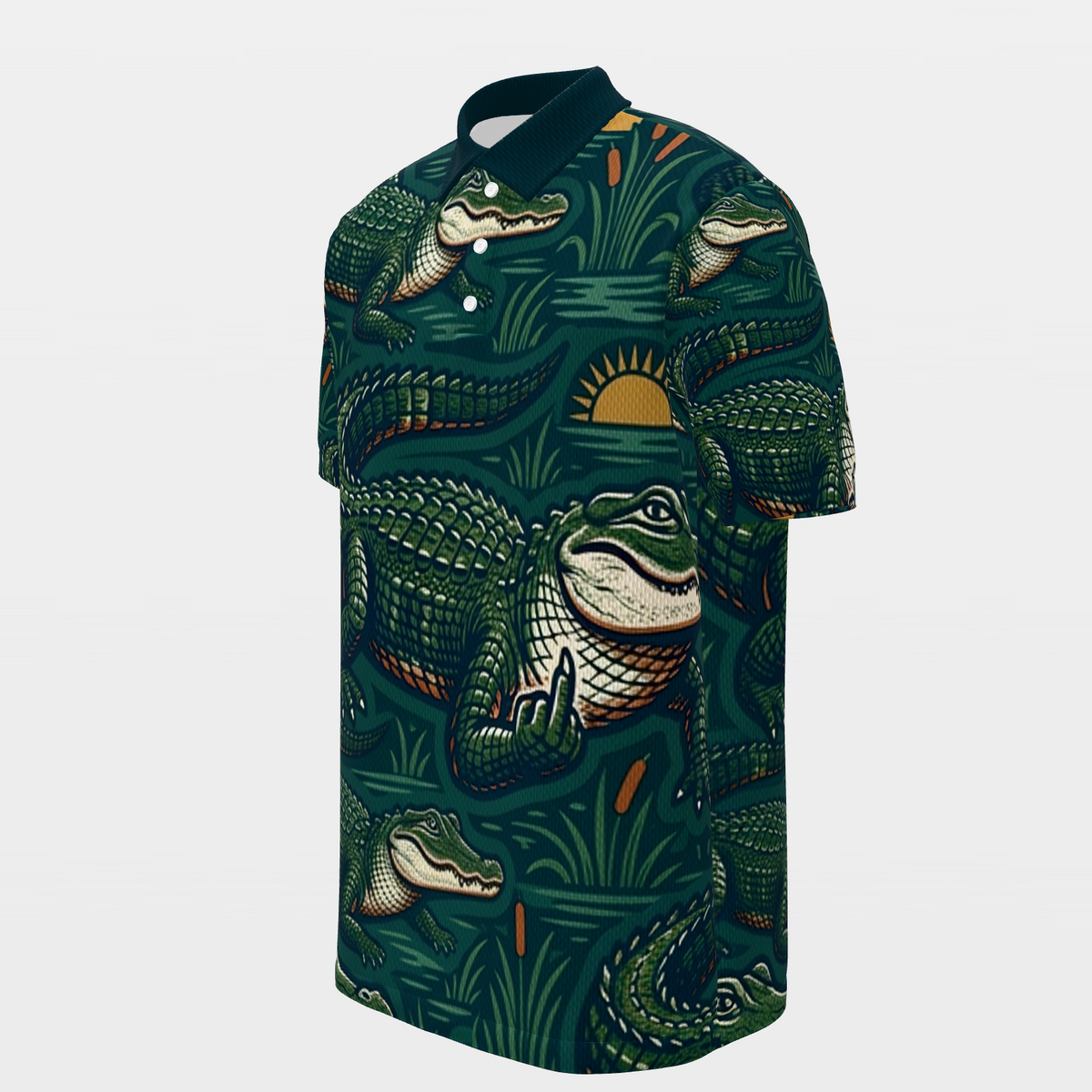 Alligator Swamp Deco Golf Polo Shirt – Front Left product view