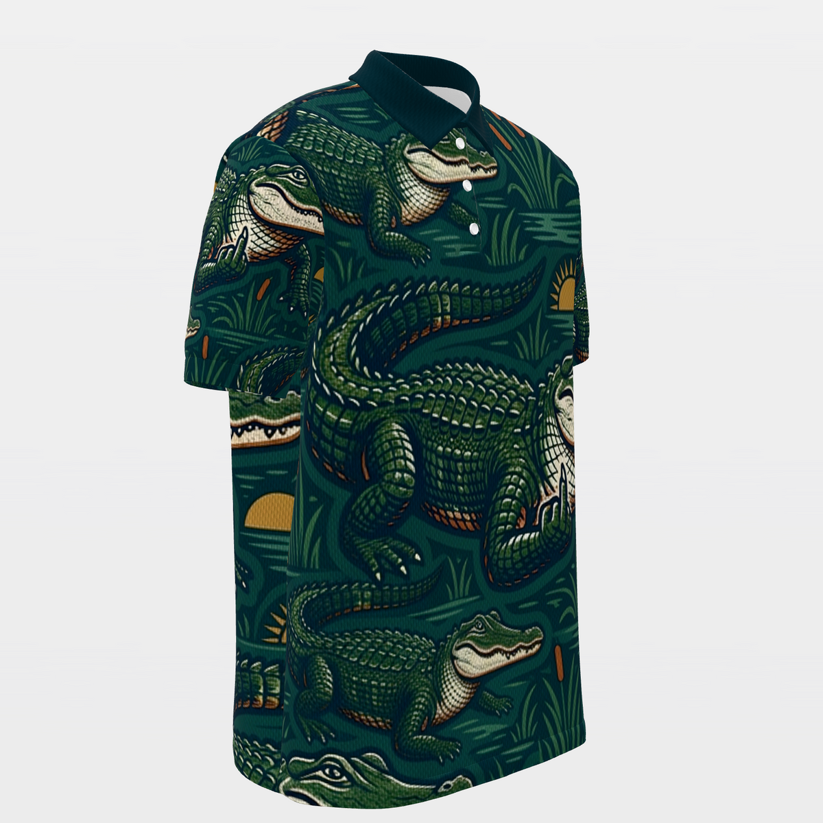 Alligator Swamp Deco Golf Polo Shirt – Front Right product view