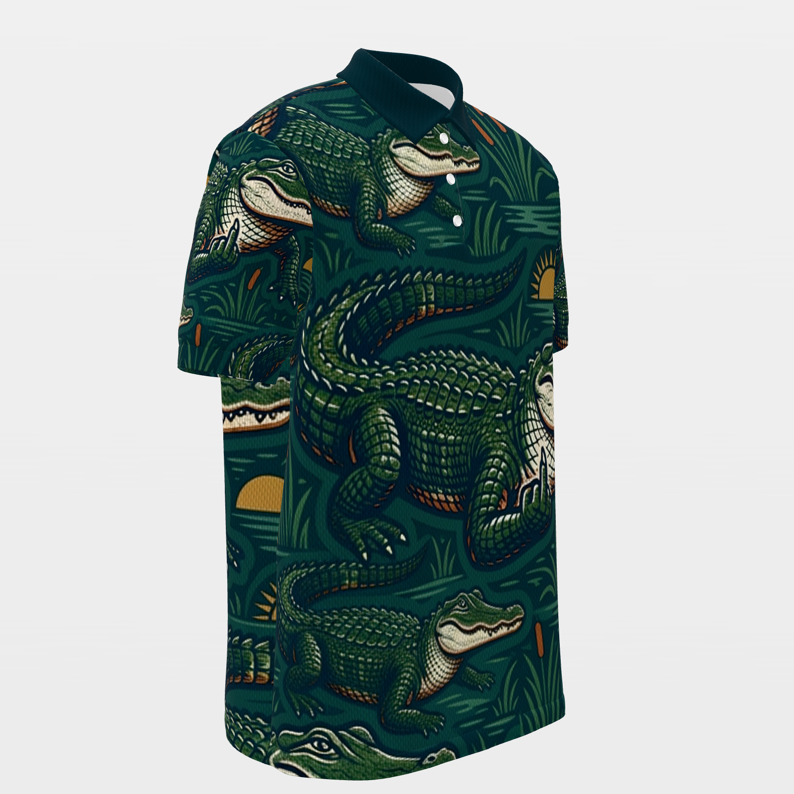 Alligator Swamp Deco Golf Polo Shirt – Front Right product view
