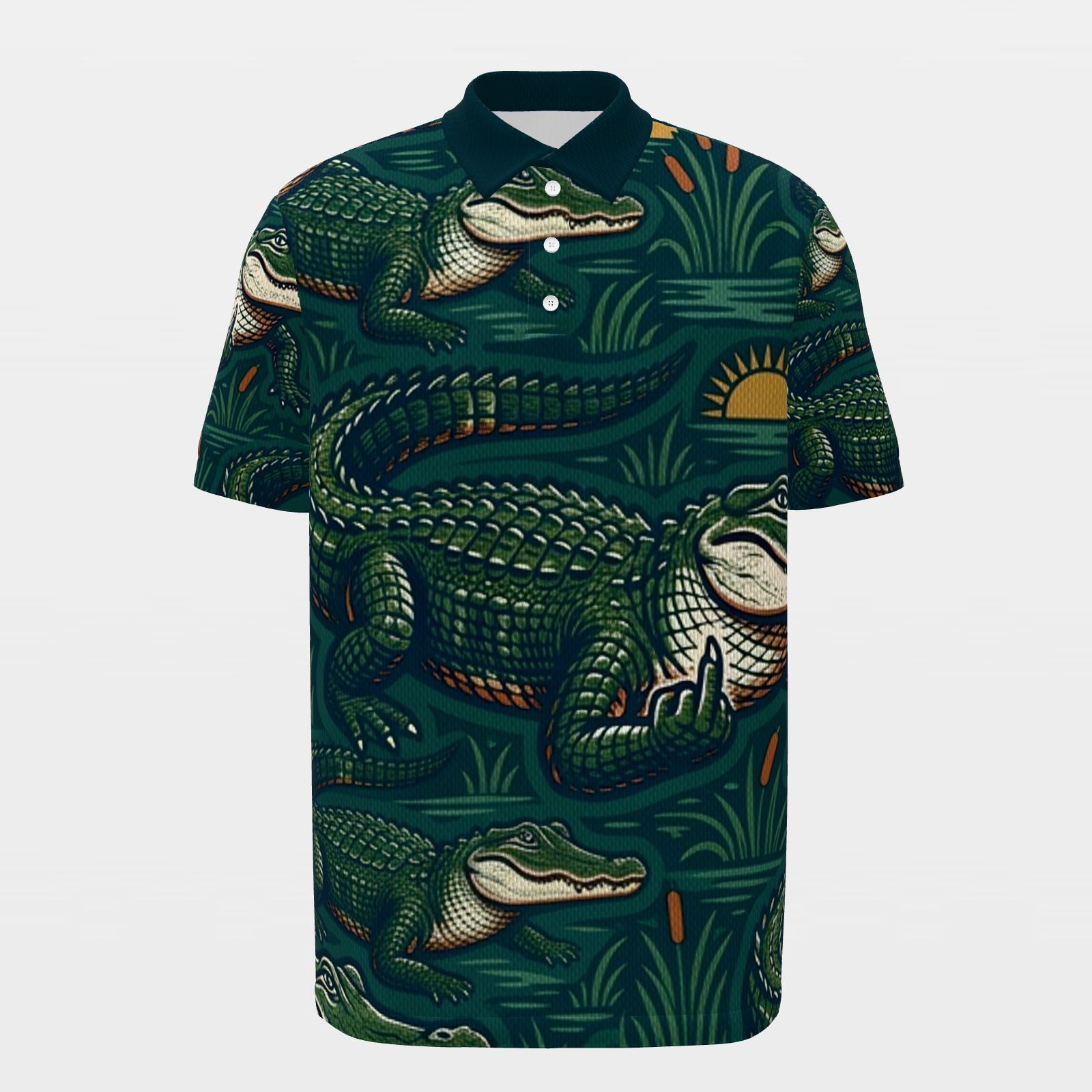 Alligator Swamp Deco Golf Polo Shirt – Front product view
