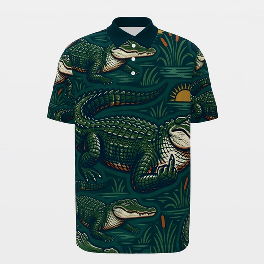 Alligator Swamp Deco Golf Polo Shirt – Front product view