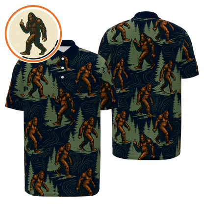 Bigfoot Pine Trail Golf Polo Shirt – Front Back product view