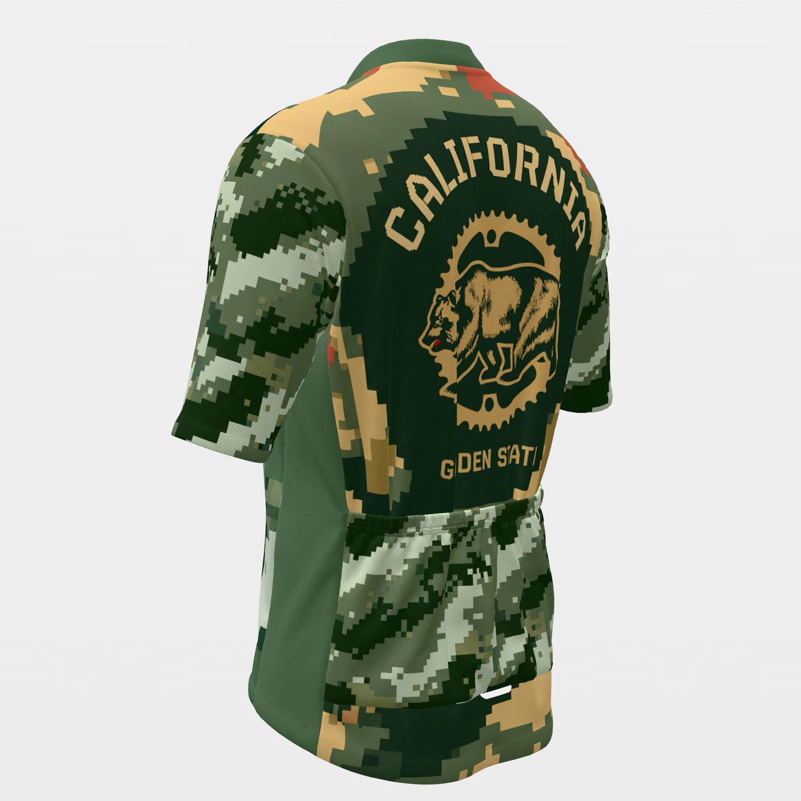 California Digital Pixel Camo Cycling Jersey – Back Left product view