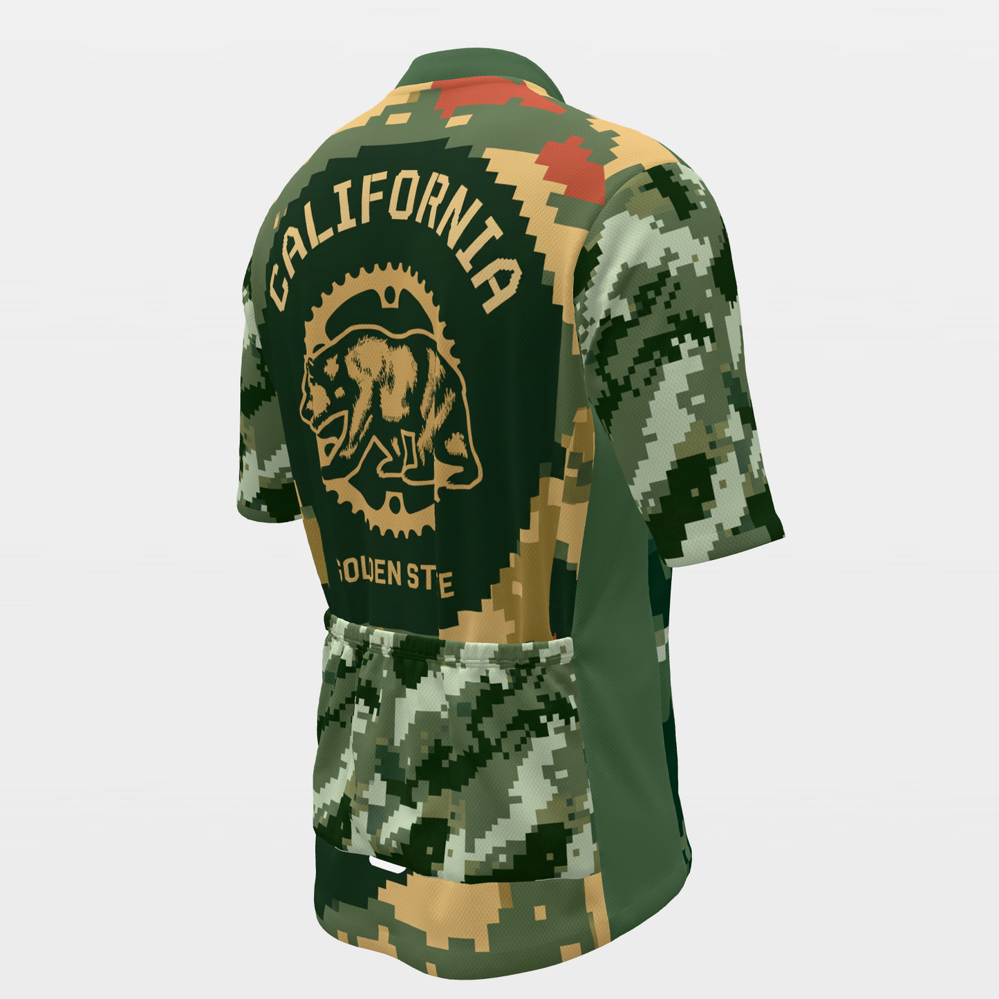 California Digital Pixel Camo Cycling Jersey – Back Right product view