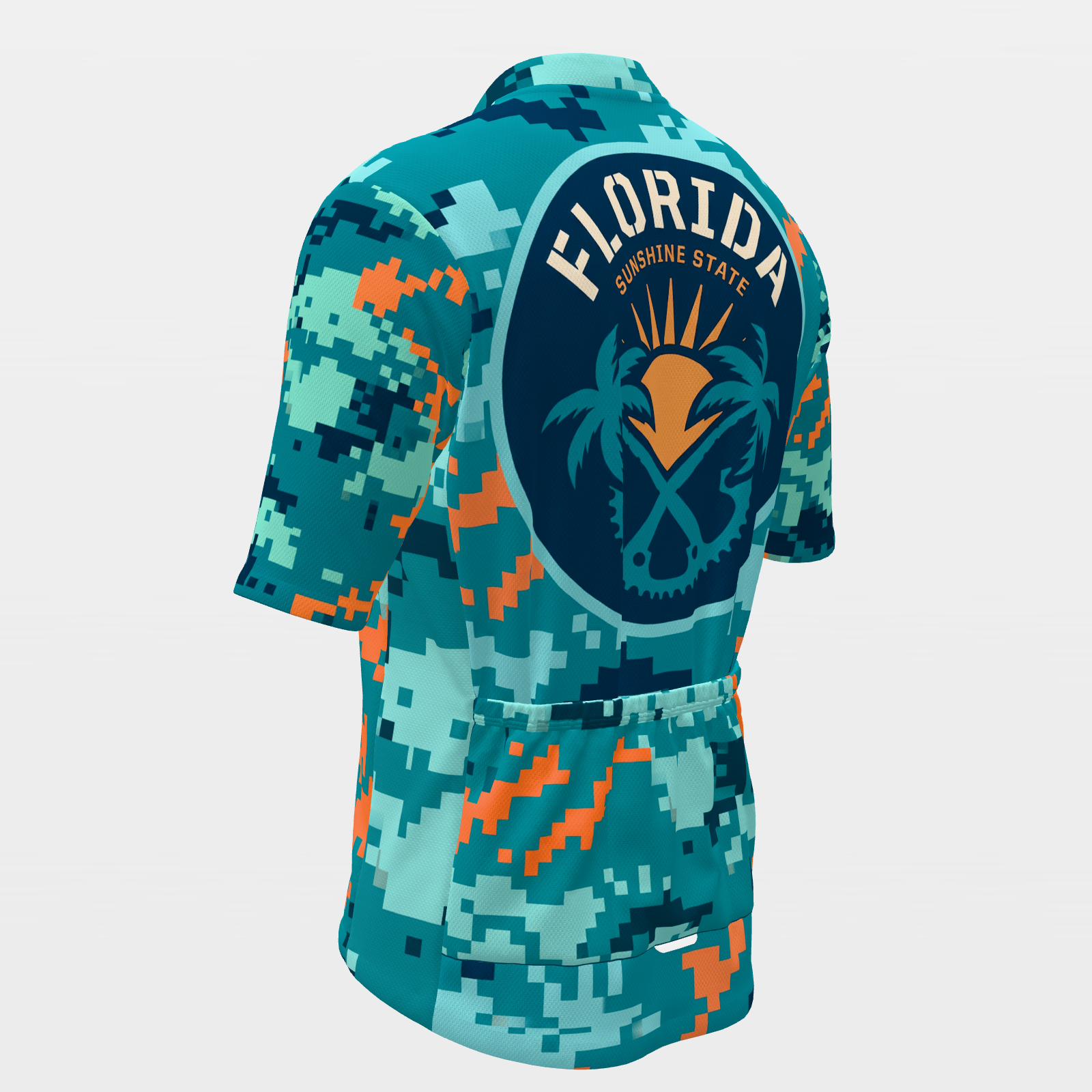 Florida Digital Pixel Camo Cycling Jersey – Back Left product view