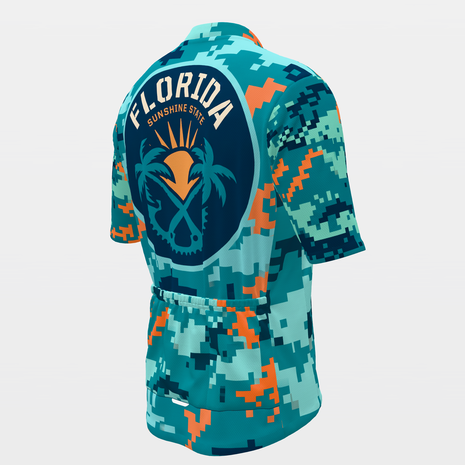 Florida Digital Pixel Camo Cycling Jersey – Back Right product view