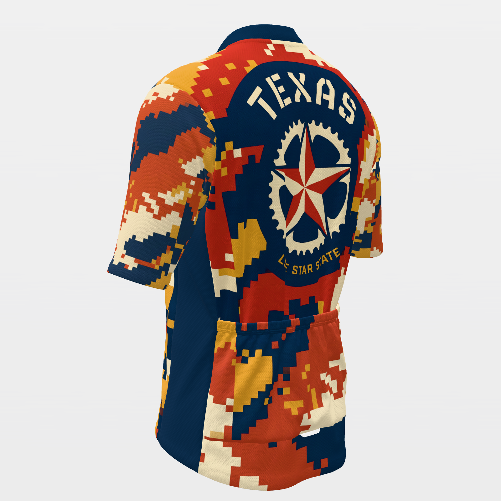 Texas Digital Pixel Camo Cycling Jersey – Back Left product view
