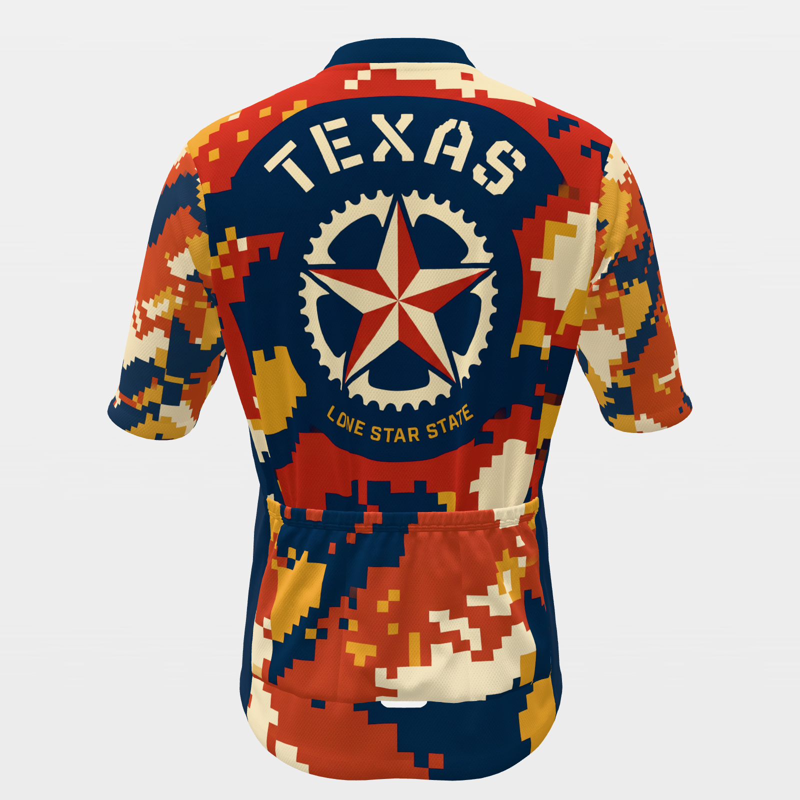 Texas Digital Pixel Camo Cycling Jersey – Back product view