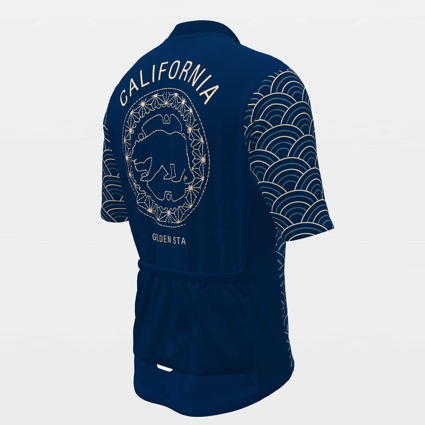 California Sashiko Indigo Stitch Cycling Jersey – Back Right product view