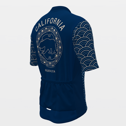 California Sashiko Indigo Stitch Cycling Jersey – Back Right product view
