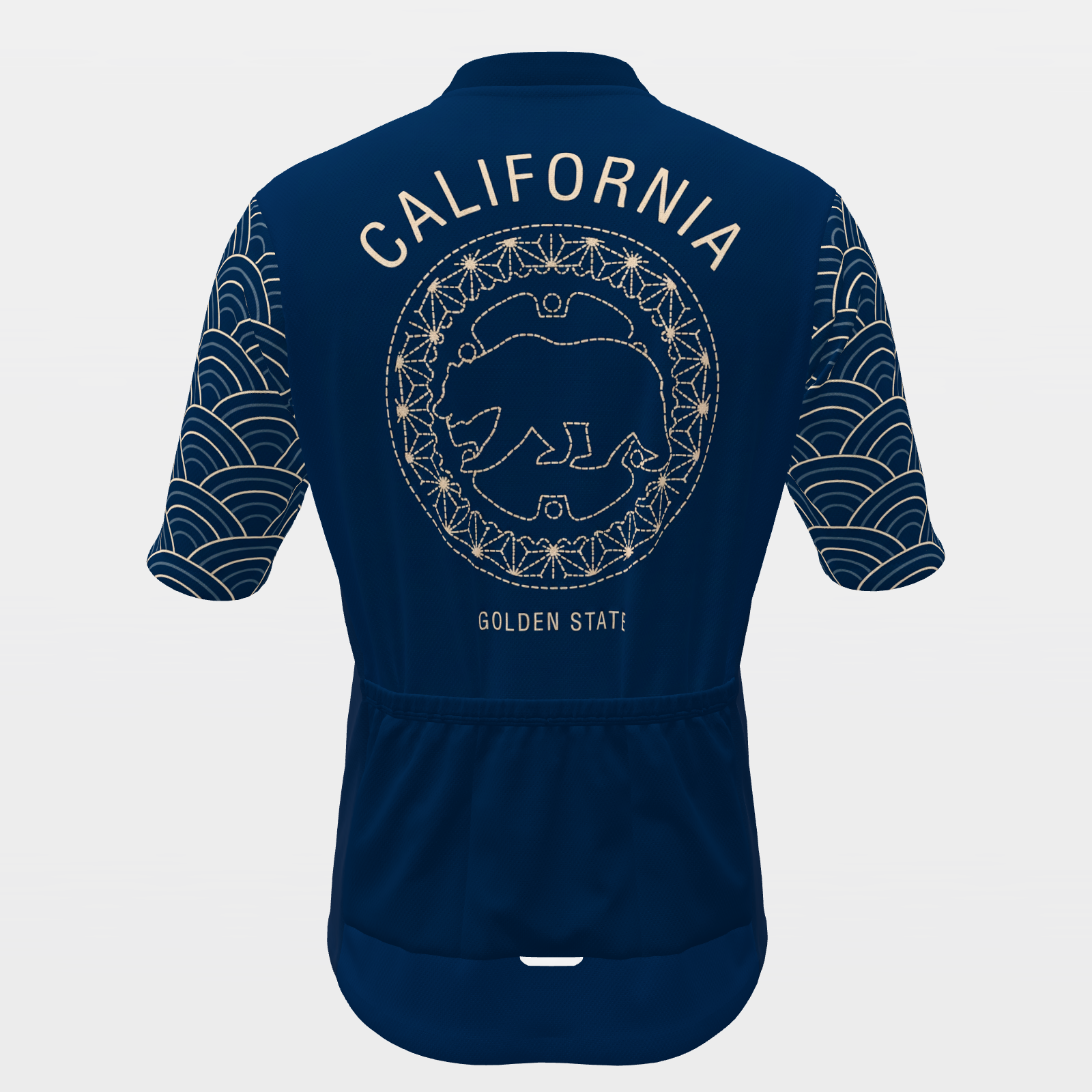 California Sashiko Indigo Stitch Cycling Jersey – Back product view
