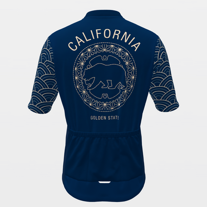 California Sashiko Indigo Stitch Cycling Jersey – Back product view