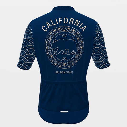 California Sashiko Indigo Stitch Cycling Jersey – Back product view