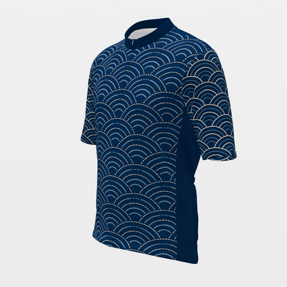 California Sashiko Indigo Stitch Cycling Jersey – Front Left product view