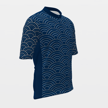 California Sashiko Indigo Stitch Cycling Jersey – Front Right product view