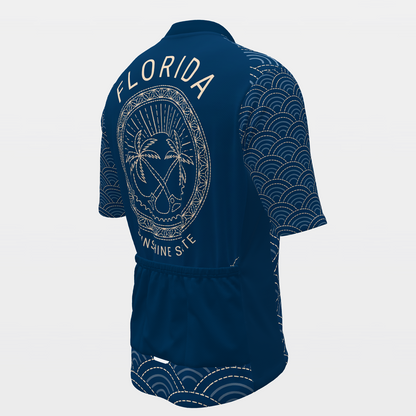 Florida Sashiko Indigo Stitch Cycling Jersey – Back Right product view