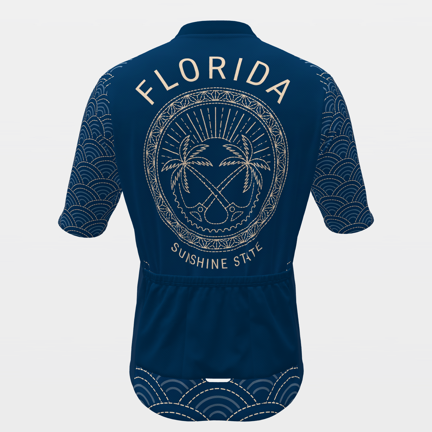Florida Sashiko Indigo Stitch Cycling Jersey – Back product view