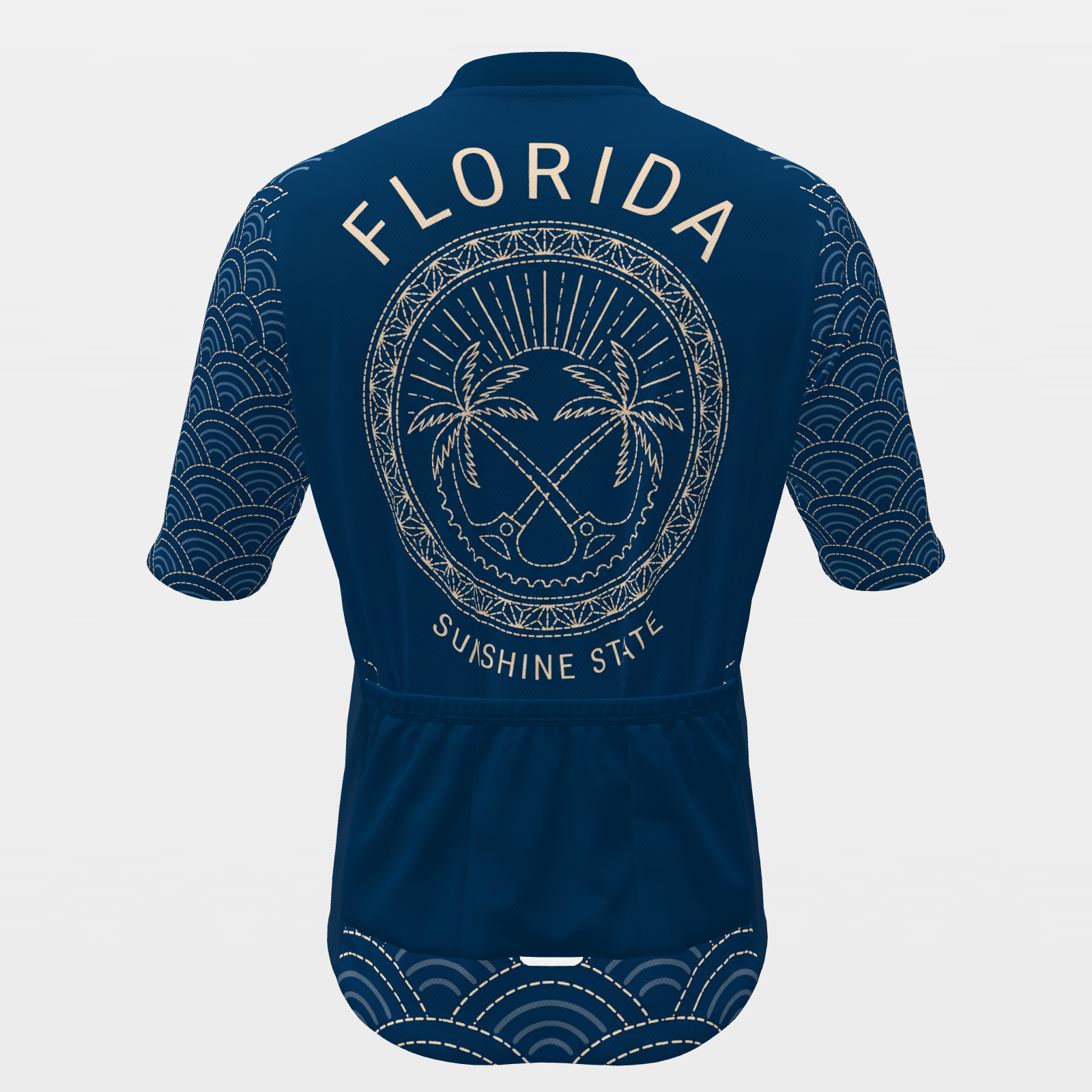 Florida Sashiko Indigo Stitch Cycling Jersey – Back product view