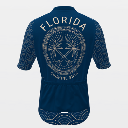 Florida Sashiko Indigo Stitch Cycling Jersey – Back product view
