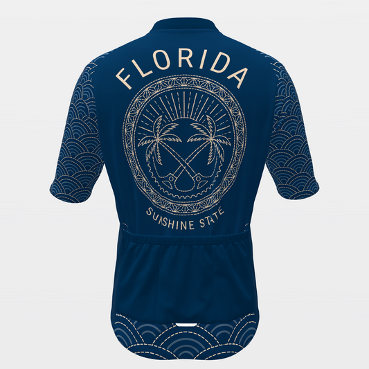 Florida Sashiko Indigo Stitch Cycling Jersey – Back product view
