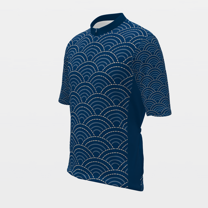 Florida Sashiko Indigo Stitch Cycling Jersey – Front Left product view