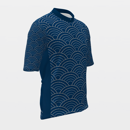 Florida Sashiko Indigo Stitch Cycling Jersey – Front Right product view