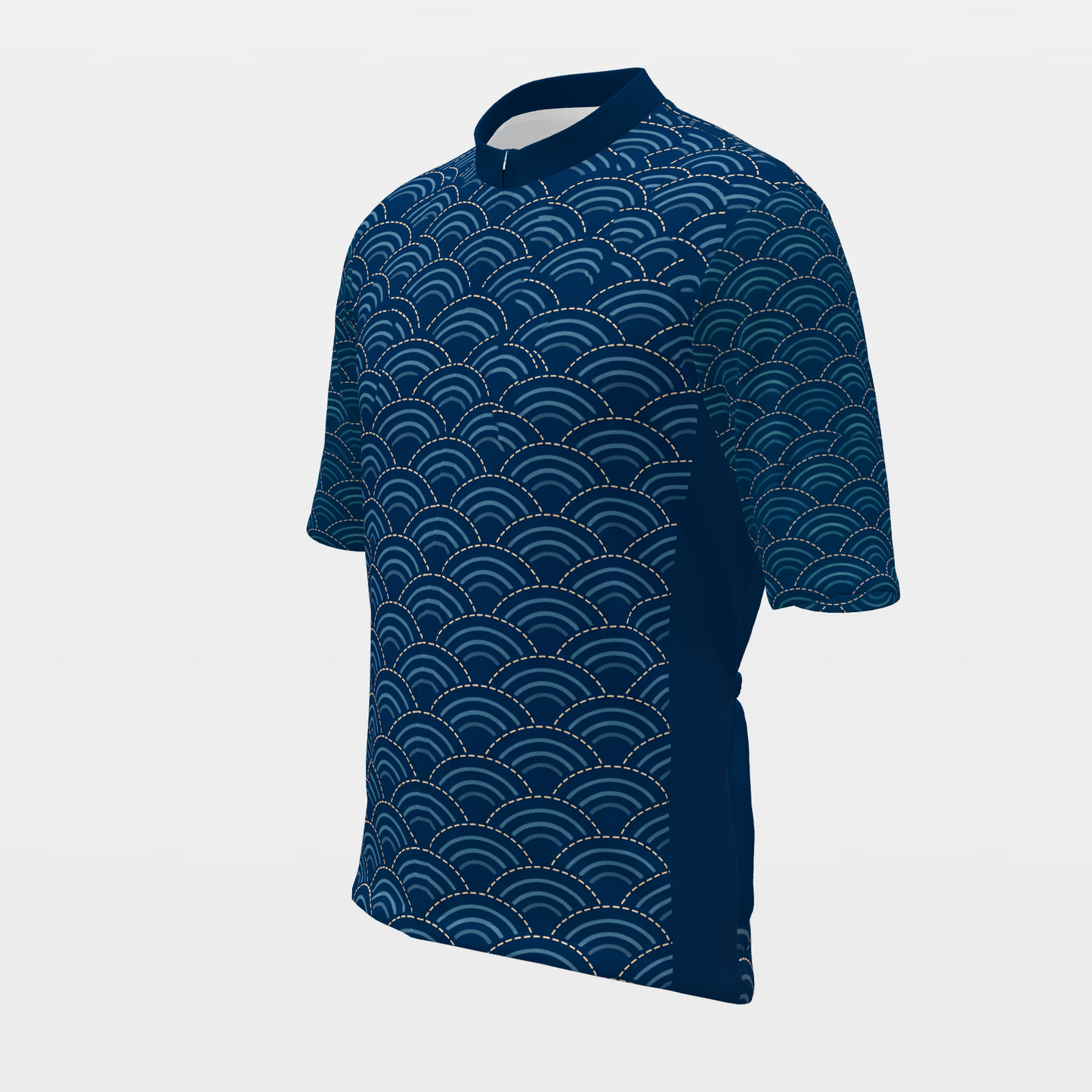 Texas Sashiko Indigo Stitch Cycling Jersey – Front Left product view
