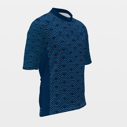 Texas Sashiko Indigo Stitch Cycling Jersey – Front Right product view
