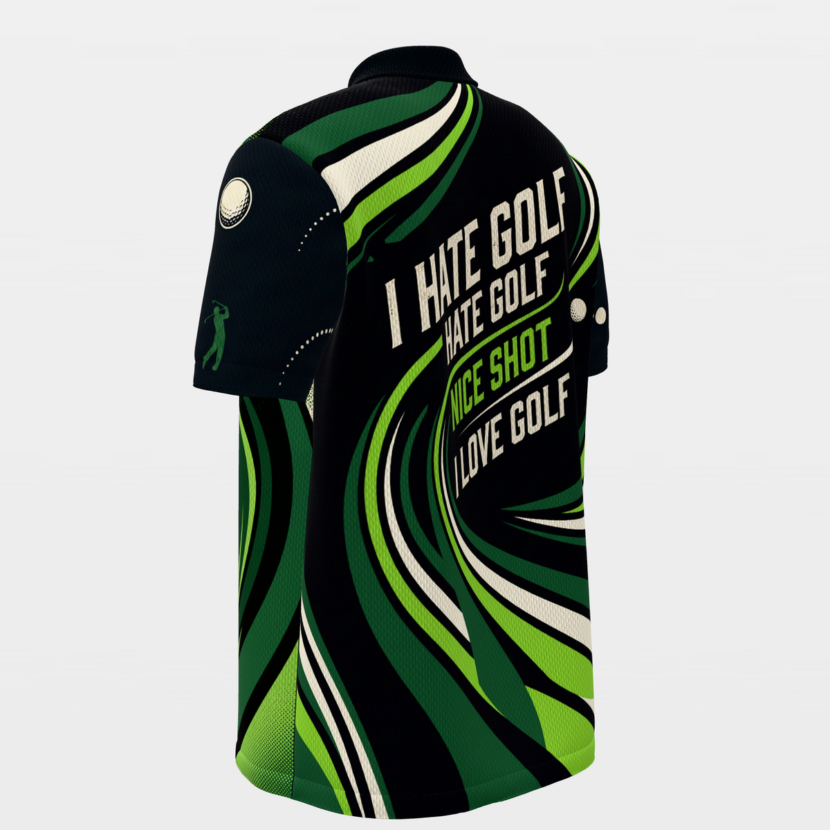 One Shot Reset Golf Polo Shirt – Back Left product view