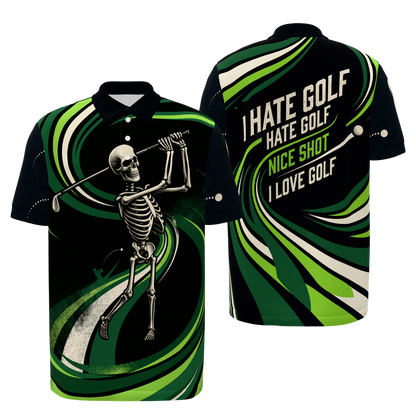One Shot Reset Golf Polo Shirt – Front Back product view