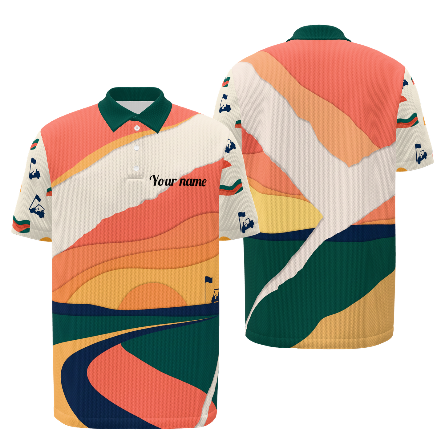 Late Fairway Golf Polo Shirt – Front Back product view