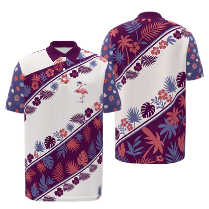 Birdie Garden Rail Golf Polo Shirt – Front Back product view