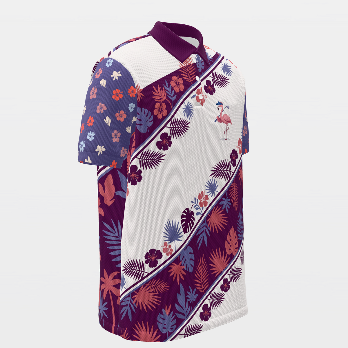 Birdie Garden Rail Golf Polo Shirt – Front Right product view