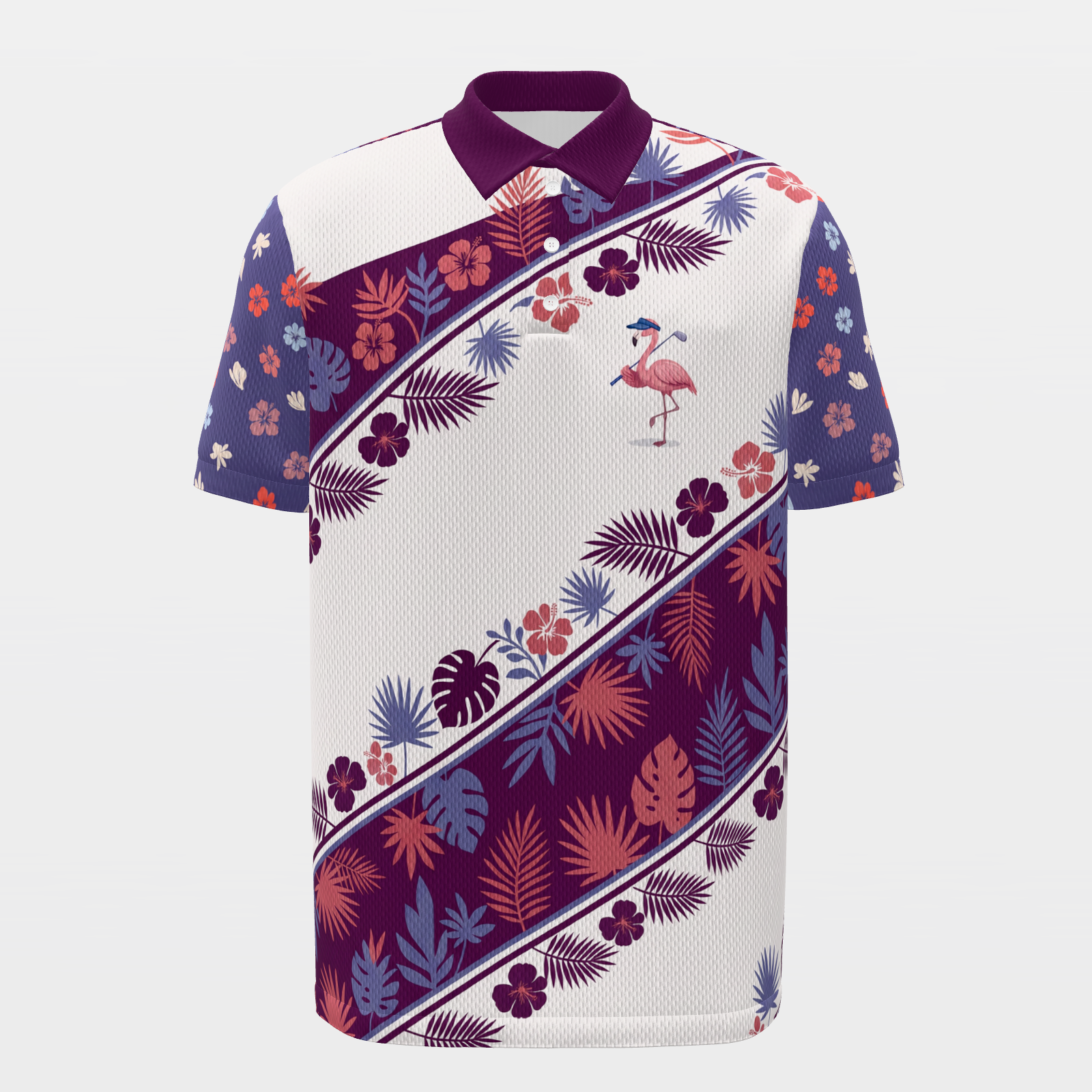 Birdie Garden Rail Golf Polo Shirt – Front product view