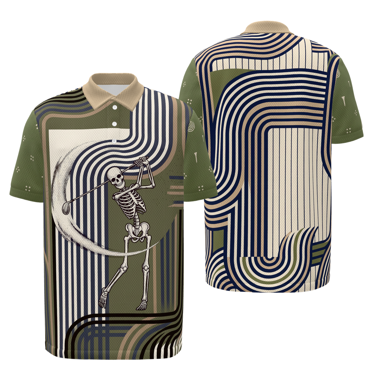 Line of Play Golf Polo Shirt – Front Back product view
