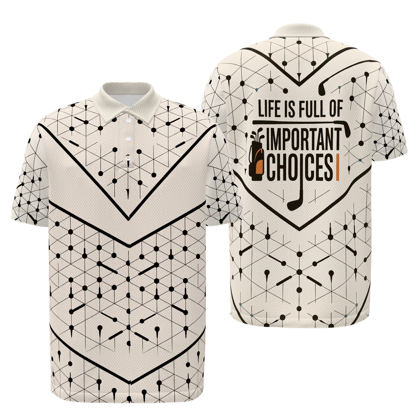 Club Selection Logic Golf Polo Shirt – Front Back product view