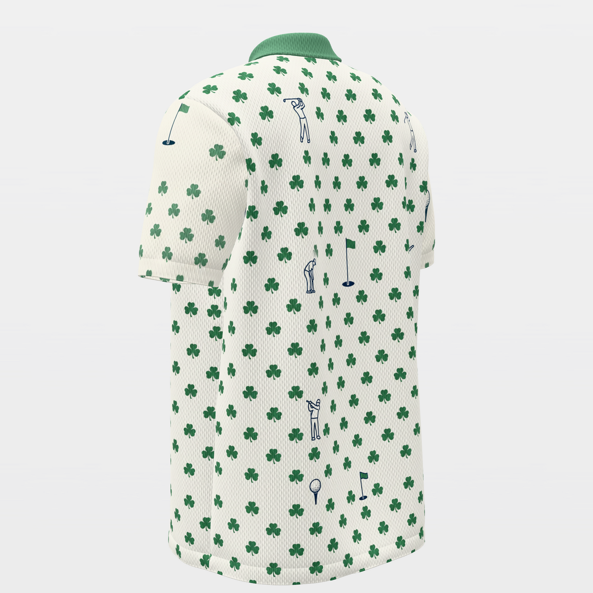 Lucky Round Golf Polo Shirt – Back Left product view