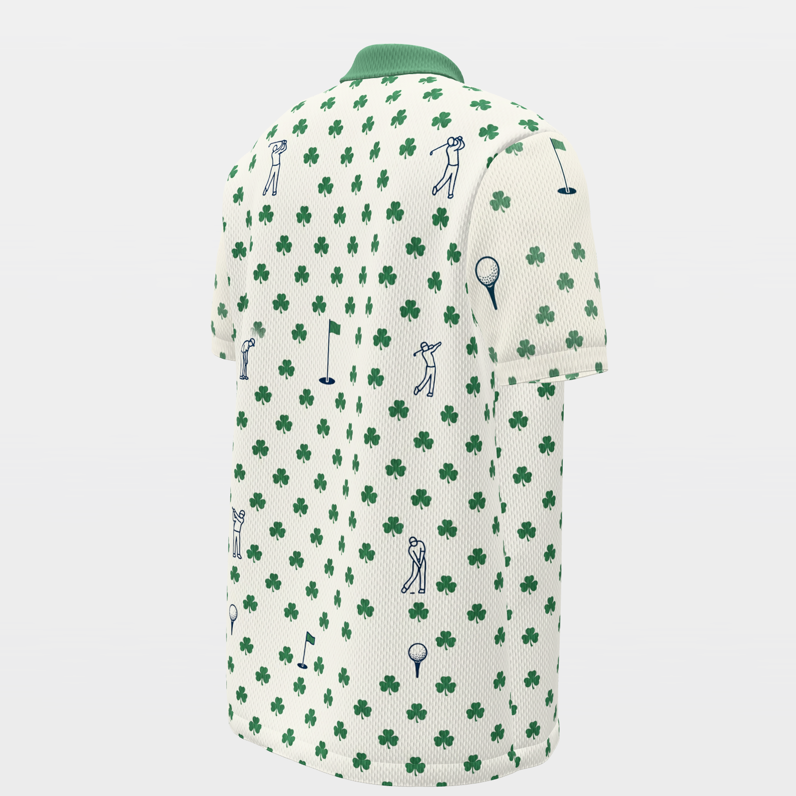 Lucky Round Golf Polo Shirt – Back Right product view
