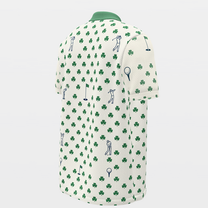 Lucky Round Golf Polo Shirt – Back Right product view