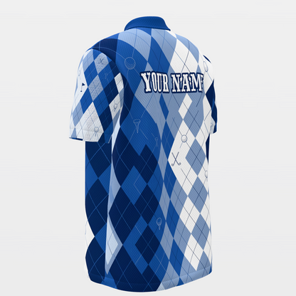 Quiet Club Geometry Golf Polo Shirt – Back Left product view