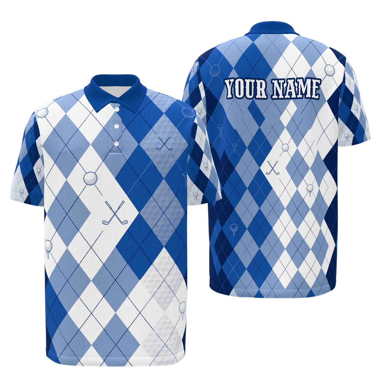 Quiet Club Geometry Golf Polo Shirt – Front Back product view