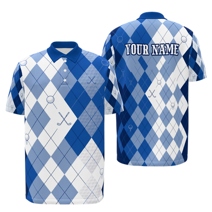 Quiet Club Geometry Golf Polo Shirt – Front Back product view