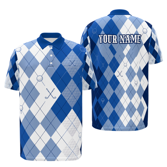 Quiet Club Geometry Golf Polo Shirt – Front Back product view