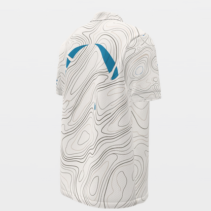 Blue Rough Aperture Golf Polo Shirt – Back Right product view