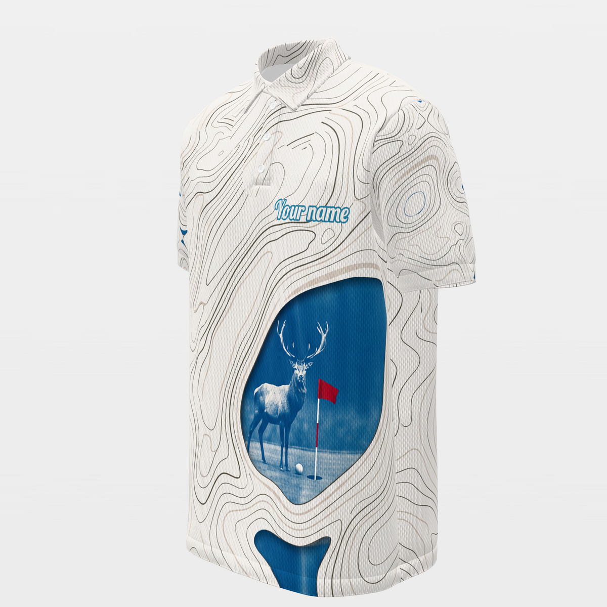 Blue Rough Aperture Golf Polo Shirt – Front Left product view