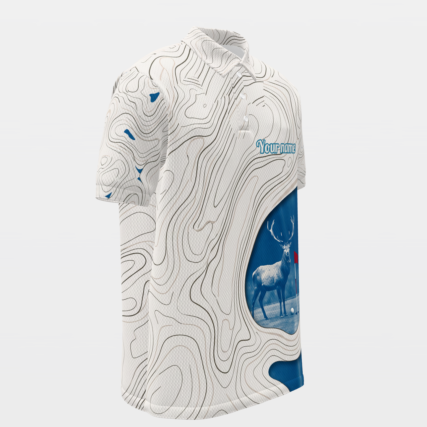 Blue Rough Aperture Golf Polo Shirt – Front Right product view