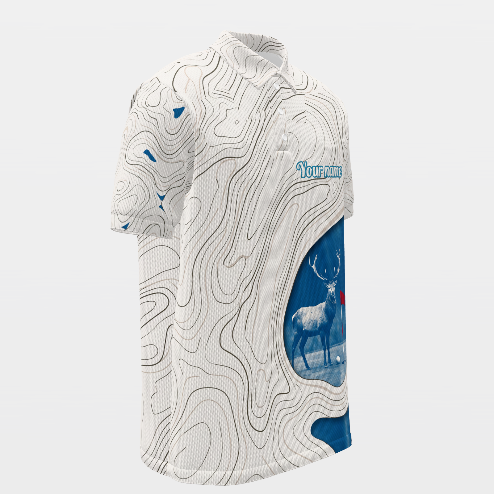 Blue Rough Aperture Golf Polo Shirt – Front Right product view