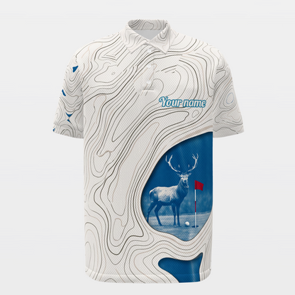 Blue Rough Aperture Golf Polo Shirt – Front product view